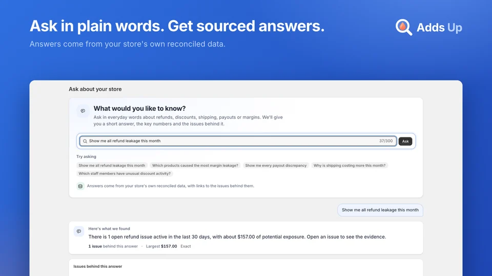 Adds Up: Ask a question about your store's money