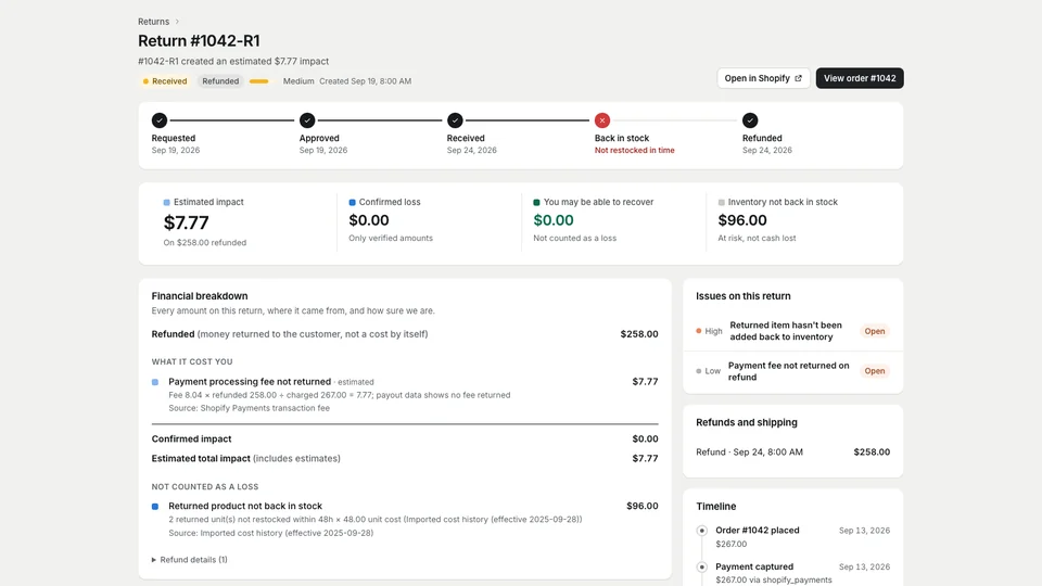 Clawback: A return followed from request to restock